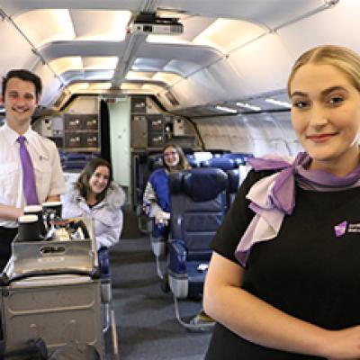 Cabin crew in plane