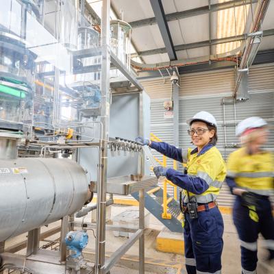 women in high vis at a worksite