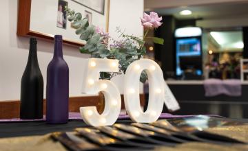 Decorative 50 at the Bentley Pines 50th event. 