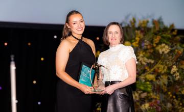 Breanna is presented her award by the Director General of the Department of Training and Workforce Development Jodie Wallace